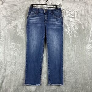 Wit & Wisdom Jeans Women's 8 Blue Straight Leg Frayed Raw Hem